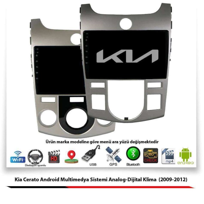 Kia Cerato Android Multimedya Sistemi Analog Ditital Klima (2009-2012) 2 GB Ram 16 GB Hafıza 4 Çekirdek Navigatör