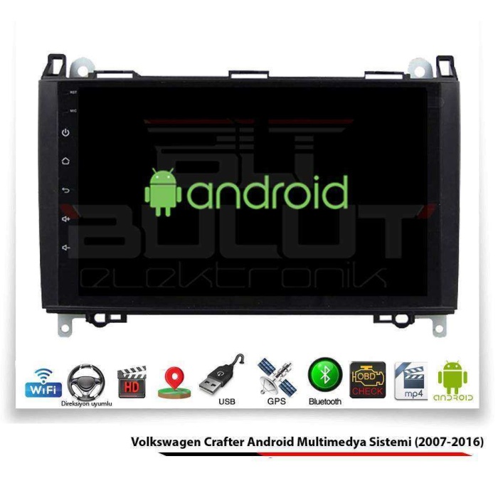 Volkswagen Crafter Android Multimedya Sistemi (2007-2016) 2 GB Ram 16 GB Hafıza 8 Çekirdek Navibox