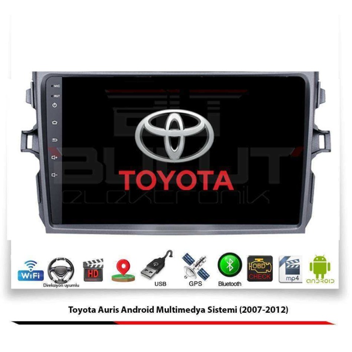 Toyota Auris Android Multimedya Sistemi (2007-2012) 2 GB Ram 16 GB Hafıza 8 Çekirdek İphone CarPlay Android Auto 11 Navigatör
