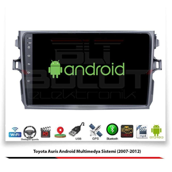 Toyota Auris Android Multimedya Sistemi (2007-2012) 2 GB Ram 32 GB Hafıza 8 Çekirdek Navigatör