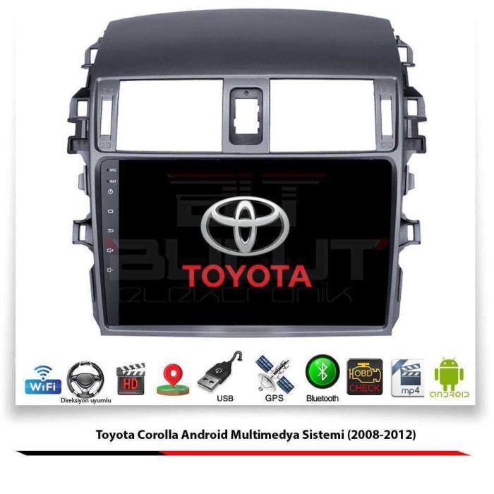 Toyota Corolla Android Multimedya Sistemi (2008-2012) 2 GB Ram 32 GB Hafıza 8 Çekirdek Nakamichi Japon Markası