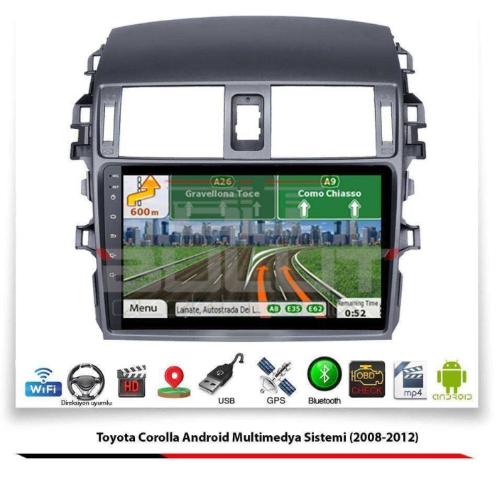 Toyota Corolla Android Multimedya Sistemi (2008-2012) 4 GB Ram 64 GB Hafıza 8 Çekirdek Nakamichi Japon Markası