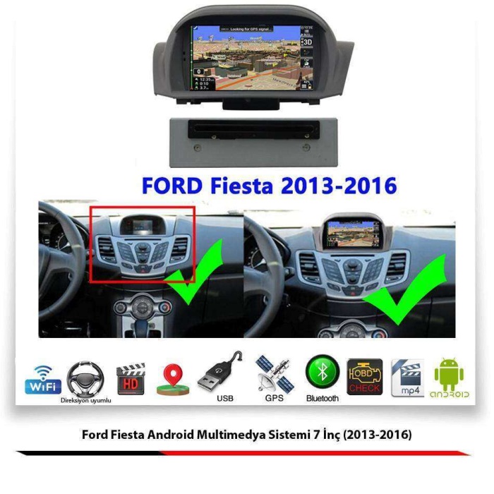 Ford Fiesta Android Multimedya Sistemi 7 İnç (2013-2016) 4 GB Ram 32 GB Hafıza 8 Çekirdek Newfron