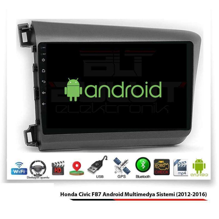 Honda Civic FB7 Android Multimedya Sistemi (2012-2016) 1 GB Ram 16 GB Hafıza 4 Çekirdek Navibox