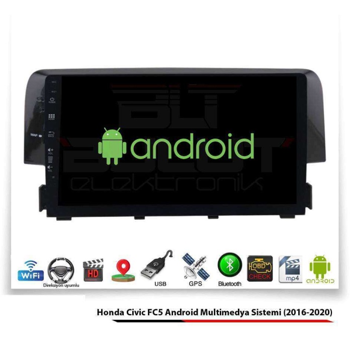 Honda Civic FC5 Android Multimedya Sistemi (2016-2020) 1 GB Ram 16 GB Hafıza 4 Çekirdek Navibox
