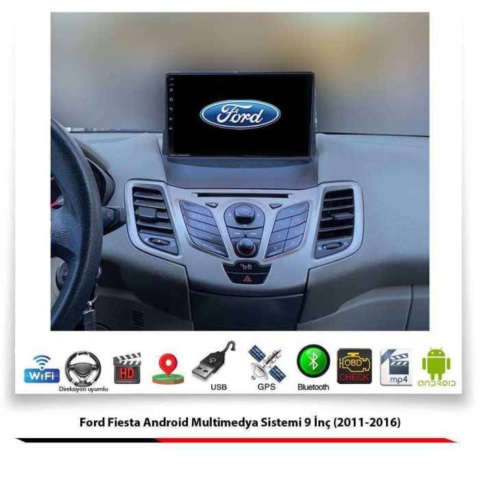 Ford Fiesta Android Multimedya Sistemi 9 İnç (2011-2016) 2 GB Ram 16 GB Hafıza 4 Çekirdek Navibox