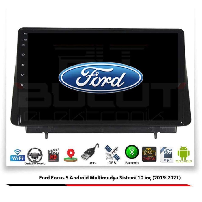 Ford Focus 5 Android Multimedya Sistemi 10 İnç (2019-2021) 2 GB Ram 16 GB Hafıza 4 Çekirdek Navigatör