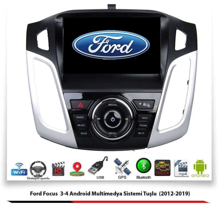 Ford Focus 3-4 Android Multimedya Sistemi Tuşlu (2012-2019) 2 GB Ram 16 GB Hafıza 8 Çekirdek İphone CarPlay Android Auto 11 Navigatör
