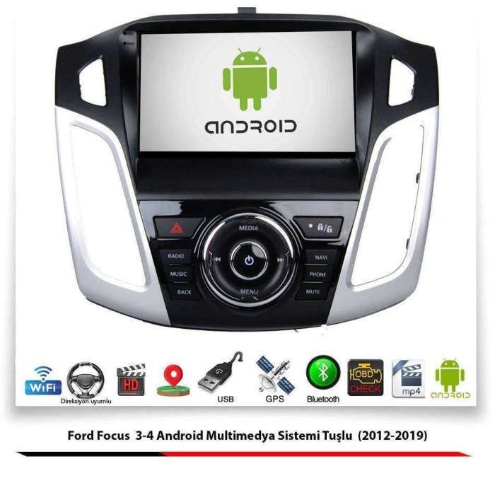 Ford Focus 3-4 Android Multimedya Sistemi Tuşlu (2012-2019) 2 GB Ram 16 GB Hafıza 8 Çekirdek İphone CarPlay Android Auto 11 Navigatör