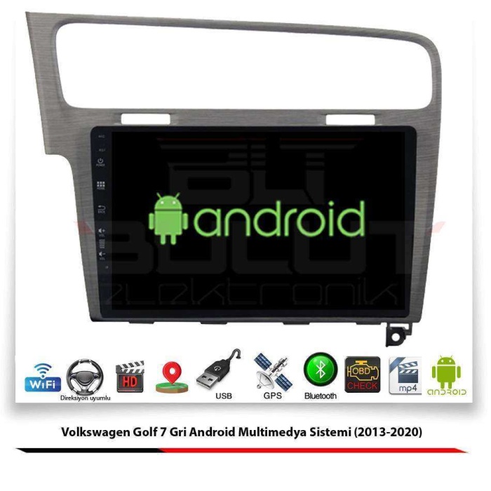 Volkswagen Golf 7 (10 İnç) Gri Android Multimedya Sistemi (2013-2020) 1 GB Ram 16 GB Hafıza 4 Çekirdek Navibox