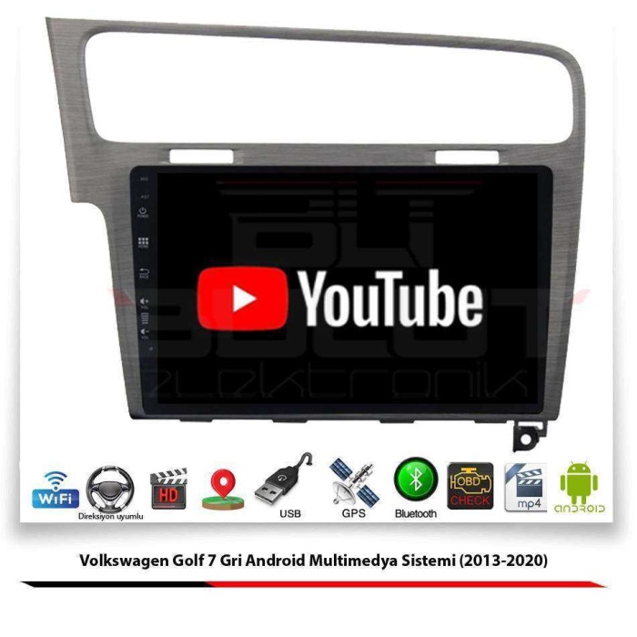 Volkswagen Golf 7 (10 İnç) Gri Android Multimedya Sistemi (2013-2020) 2 GB Ram 16 GB Hafıza 8 Çekirdek İphone CarPlay Android Auto 11 Navigatör