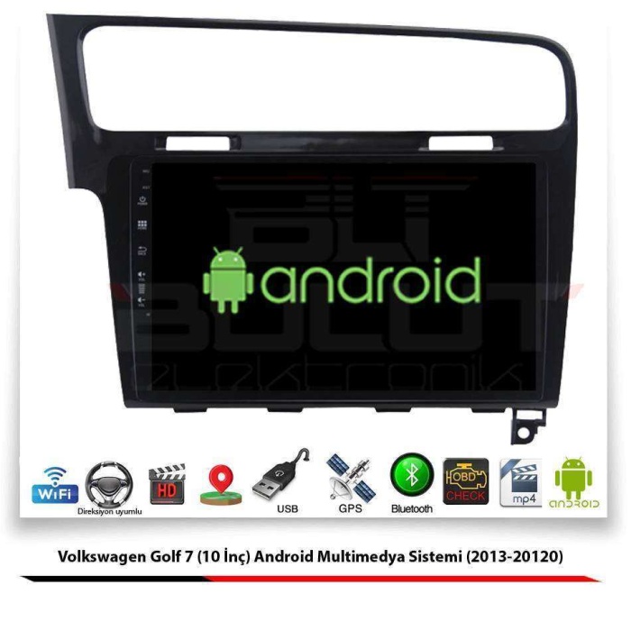 Volkswagen Golf 7 (10 İnç) Android Multimedya Sistemi (2013-2020) 2 GB Ram 16 GB Hafıza 8 Çekirdek Necvox Evervox BRC