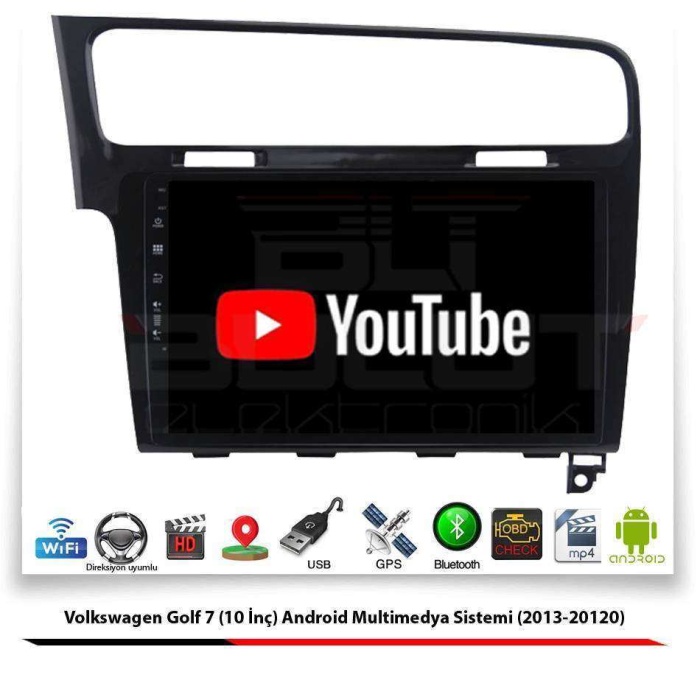 Volkswagen Golf 7 (10 İnç) Android Multimedya Sistemi (2013-2020) 2 GB Ram 32 GB Hafıza 8 Çekirdek Navigatör