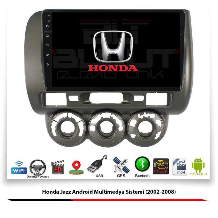 Honda Jazz Android Multimedya Sistemi (2002-2008) 4 GB Ram 64 GB Hafıza 8 Çekirdek Nakamichi Japon Markası
