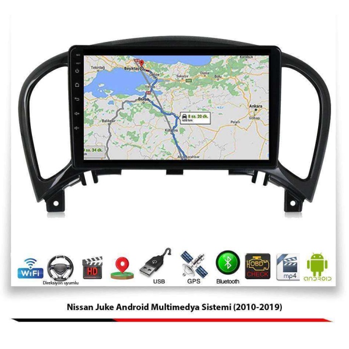 Nissan Juke Android Multimedya Sistemi (2010-2019) 2 GB Ram 16 GB Hafıza 8 Çekirdek Navibox