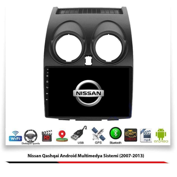Nissan Qashqai Android Multimedya Sistemi (2007-2013) 2 GB Ram 16 GB Hafıza 4 Çekirdek Navigatör