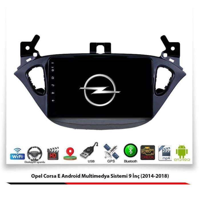 Opel Corsa E Android Multimedya Sistemi 9 İnç (2014-2018) 2 GB Ram 16 GB Hafıza 4 Çekirdek Navibox