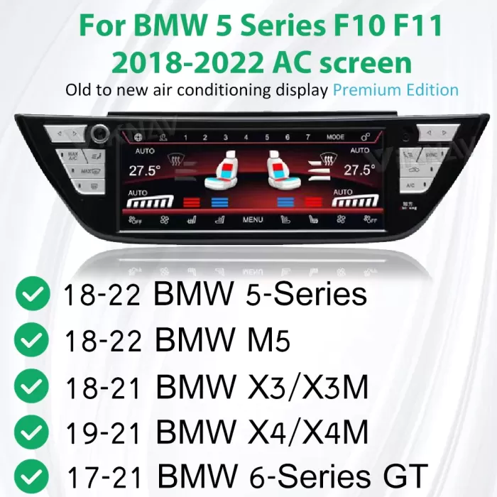 BMW 5 serisi F10 F11 M5 X3 X3M X4 X4M  2018-2022 AC Dokunmatik LCD Ekran Klima Paneli