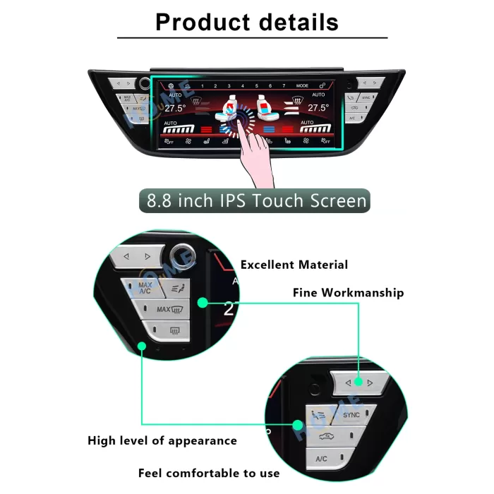 BMW 5 serisi F10 F11 M5 X3 X3M X4 X4M  2018-2022 AC Dokunmatik LCD Ekran Klima Paneli