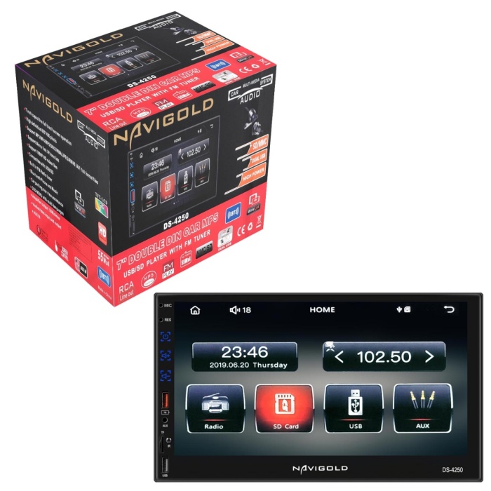 Navigold DS-4250 MP5, FM, Bluetooth, USB, SD/MMC, Double Teyp