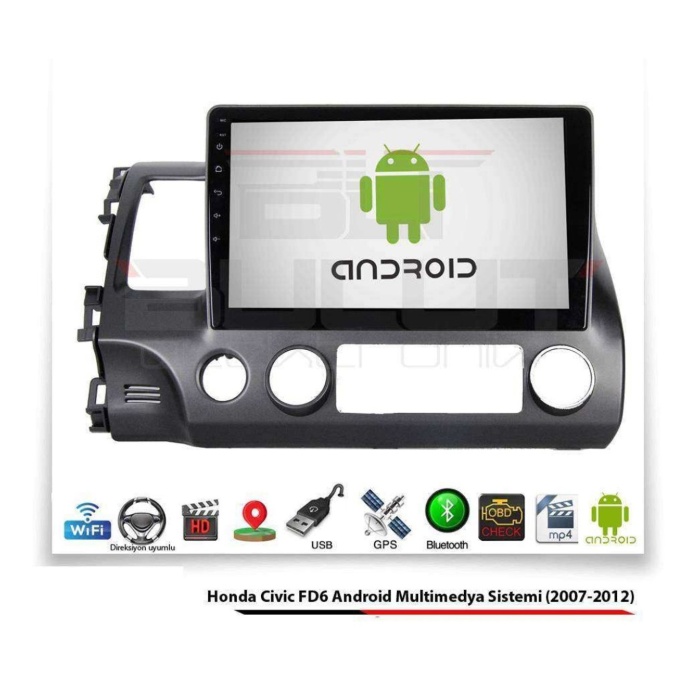 Honda Civic FD6 Android Multimedya Sistemi (2007-2012) 4 GB Ram 64 GB Hafıza 8 Çekirdek İphone CarPlay Android Auto Navigatör Premium Series