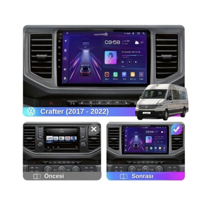 Volkswagen Crafter Multimedya (2018-2024) 8 GB RAM 128 GB Hafıza 8 Çekirdek Navigatör X-Premium Series