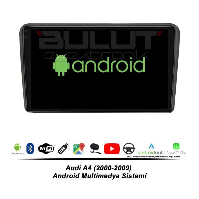 Audi A4 Android Multimedya Sistemi (2000-2009) 2 GB Ram 32 GB Hafıza 8 Çekirdek İphone CarPlay Android Auto Pıoneer Roadstar Seri