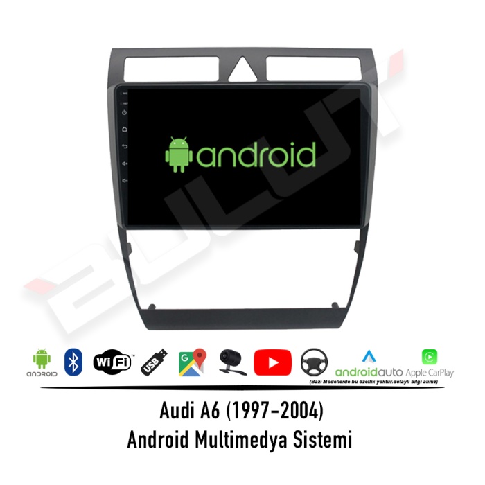 Audi A6 Android Multimedya Sistemi (1997-2004) 2 GB Ram 32 GB Hafıza 4 Çekirdek İphone CarPlay Android Auto Cadence Soundstream Pyle