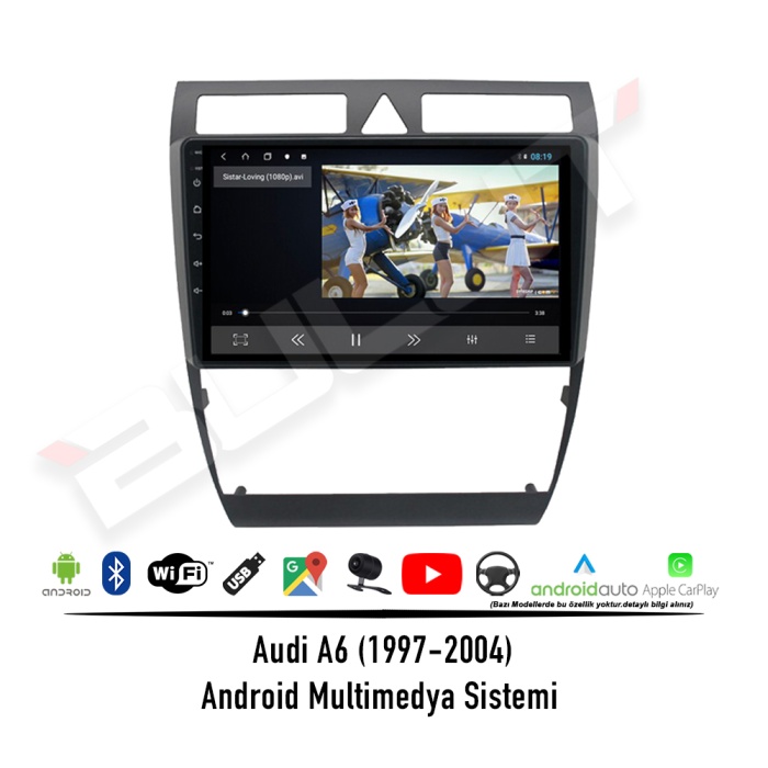 Audi A6 Android Multimedya Sistemi (1997-2004) 4 GB Ram 64 GB Hafıza 8 Çekirdek İphone CarPlay Android Auto Cadence Soundstream Pyle