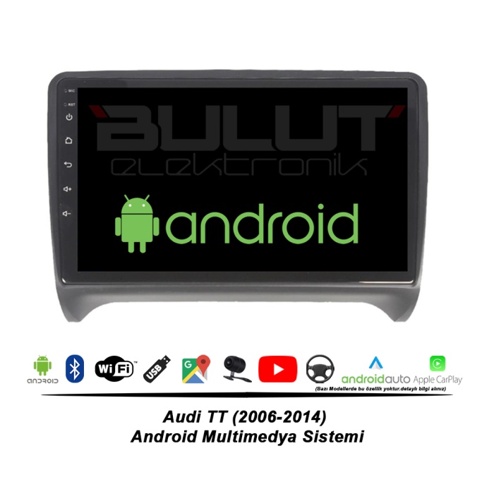 Audi TT Android Multimedya Sistemi (2006-2014) 2 GB Ram 32 GB Hafıza 4 Çekirdek İphone CarPlay Android Auto Necvox Evervox BRC