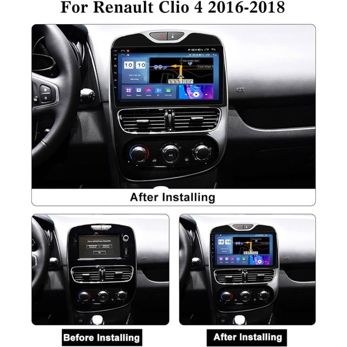 Renault Clıo 4 Android Multimedya Sistemi (2012-2019) 2 GB Ram 32 GB Hafıza 8 Çekirdek İphone CarPlay Android Auto Navigatör