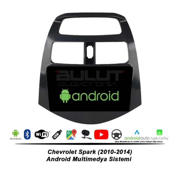 Chevrolet Spark Android Multimedya Sistemi (2010-2014) 2 GB Ram 32 GB Hafıza 8 Çekirdek İphone CarPlay Android Auto Navigatör