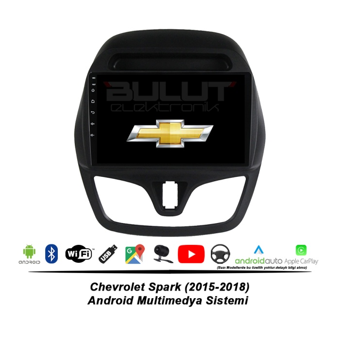 Chevrolet Spark Android Multimedya Sistemi (2015-2018) 2 GB Ram 32 GB Hafıza 4 Çekirdek İphone CarPlay Android Auto Soundway Sungate