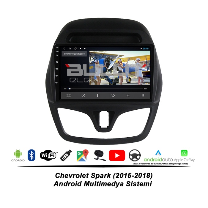 Chevrolet Spark Android Multimedya Sistemi (2015-2018) 3 GB Ram 32 GB Hafıza 4 Çekirdek İphone CarPlay Android Auto Newfron Navera