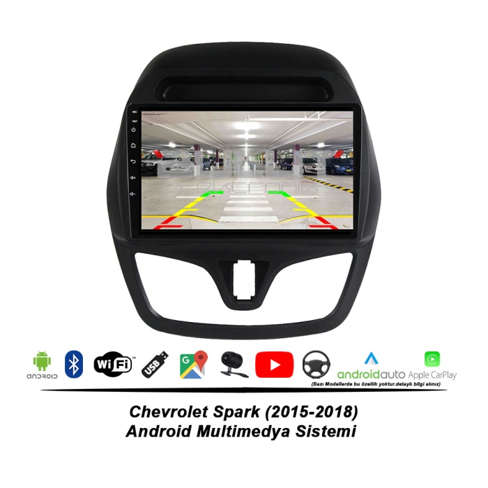Chevrolet Spark Android Multimedya Sistemi (2015-2018) 2 GB Ram 32 GB Hafıza 8 Çekirdek İphone CarPlay Android Auto Pıoneer Roadstar Seri