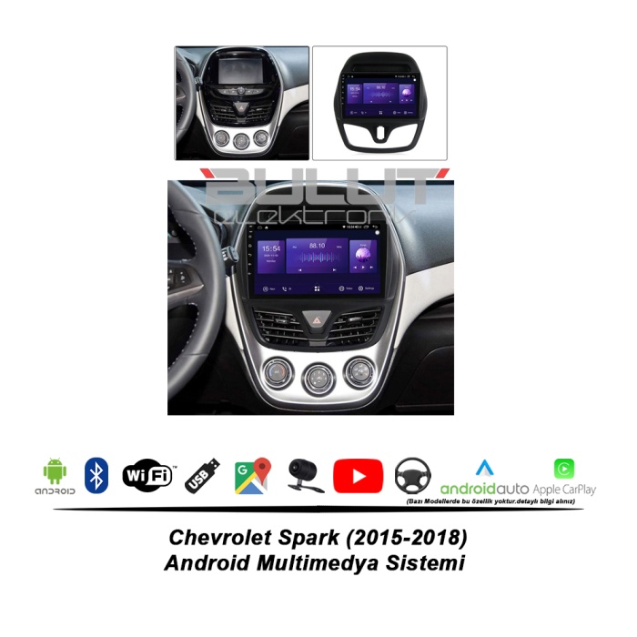 Chevrolet Spark Android Multimedya Sistemi (2015-2018) 6 GB Ram 64 GB Hafıza 8 Çekirdek İphone CarPlay Android Auto  Navigatör Premium Series