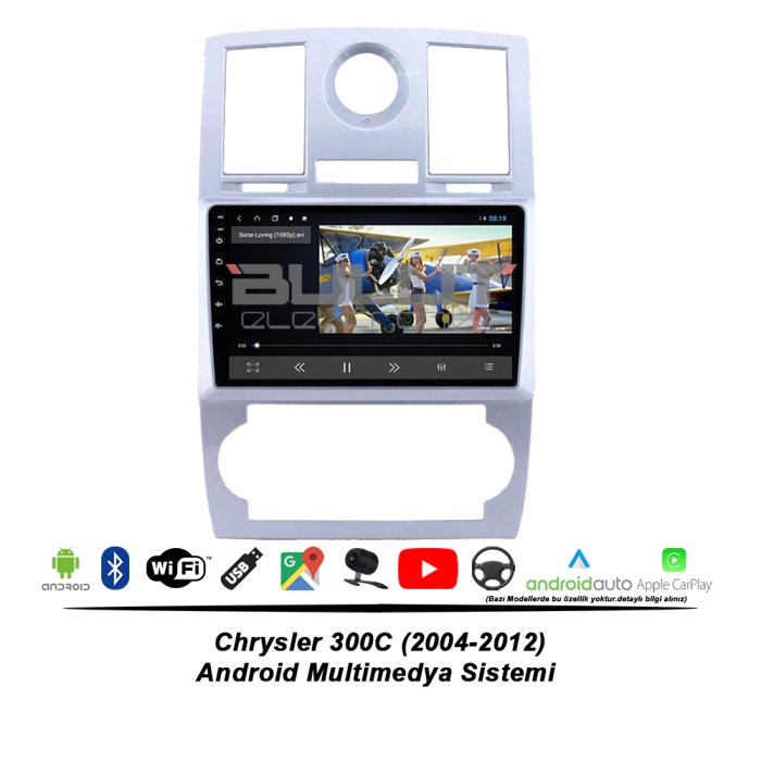 Chrysler 300C Android Multimedya Sistemi (2004-2012) 2 GB Ram 32 GB Hafıza 8 Çekirdek İphone CarPlay Android Auto Navigatör