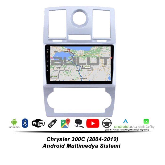 Chrysler 300C Android Multimedya Sistemi (2004-2012) 2 GB Ram 32 GB Hafıza 4 Çekirdek İphone CarPlay Android Auto Cadence Soundstream Pyle