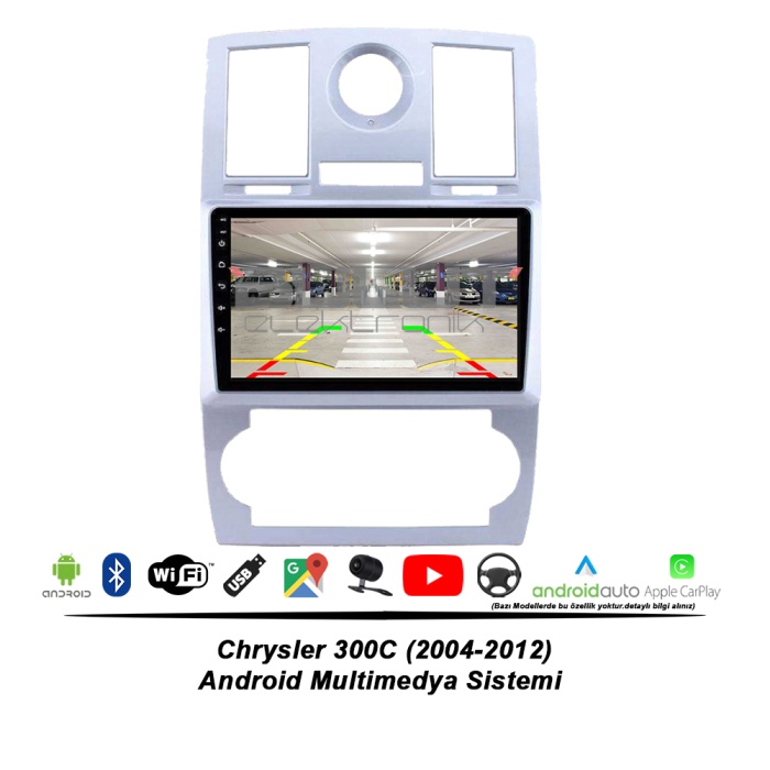 Chrysler 300C Android Multimedya Sistemi (2004-2012) 2 GB Ram 32 GB Hafıza 4 Çekirdek İphone CarPlay Android Auto Soundway Sungate