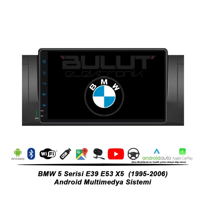 BMW 5 Serisi E39 E53 X5 Android Multimedya Sistemi (1995-2006) 3 GB Ram 32 GB Hafıza 4 Çekirdek İphone CarPlay Android Auto Newfron Navera