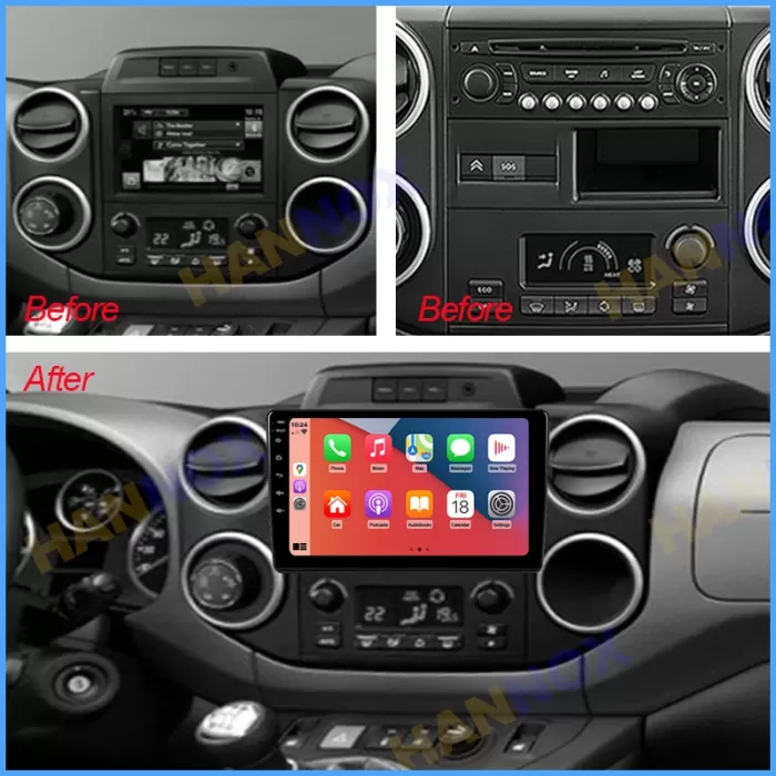 Citroen Berlingo Peugeot Partner Android Multimedya Sistemi (2008-2019) 6 GB Ram 64 GB Hafıza 8 Çekirdek İphone CarPlay Android Auto  Navigatör Premium Series