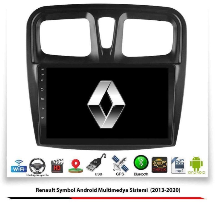 Renault Symbol Android Multimedya Sistemi (2013-2020) 2 GB Ram 32 GB Hafıza 4 Çekirdek İphone CarPlay Android Auto Navigold