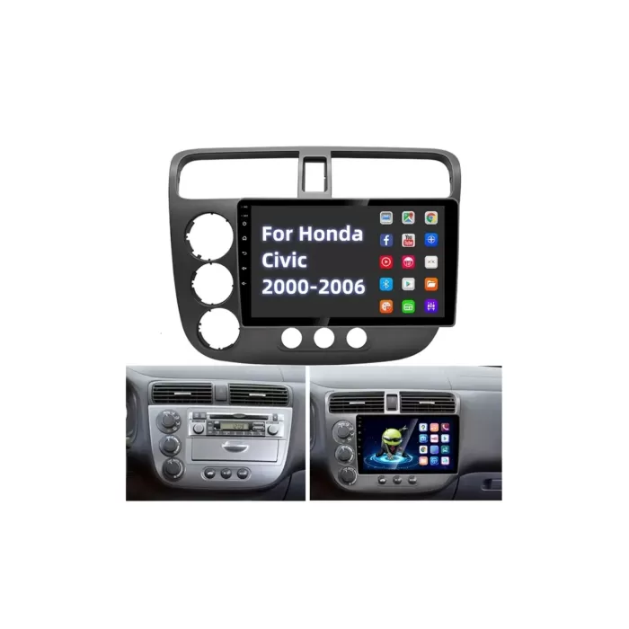 Honda Civic Vtech 2 Android Multimedya Sistemi (2000-2006) 8 GB Ram 128  GB Hafıza 8 Çekirdek İphone CarPlay Android Auto  Navigatör Premium Series