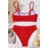 Boefje  Yüksek Bel Fitilli Kumaş Tankini Bikini Takım Kırmızı