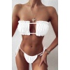 Angelsin Brezilya Model Büzgülü Bağlamalı Bikini Üst Beyaz Ms41648