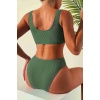 Angelsin Özel Fitilli Kumaş Tankini Bikini Üstü Yeşil Ms41699