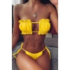 Angelsin Brezilya Model Büzgülü Bağlamalı Bikini Altı Sarı Ms41649