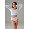 Doreanse Beyaz Kadın Basic Uzun Kol Crop T Shirt 8513