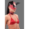 Siyah Kırmızı Deri Maske Ve Kırmızı Sütyen Set 800624