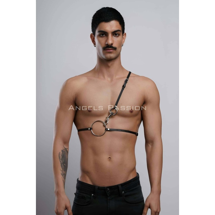 Omuz Detaylı Erkek Deri Göğüs Harness, Gömlek Kemeri - Brfm110